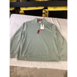 Members Mark Mens Sandwash Quarter Zip Pullover Green XL Relaxed Fit NWT